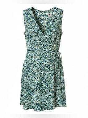Vintage 90s Romper Faux Wrap Mini Dress Floral Size Large